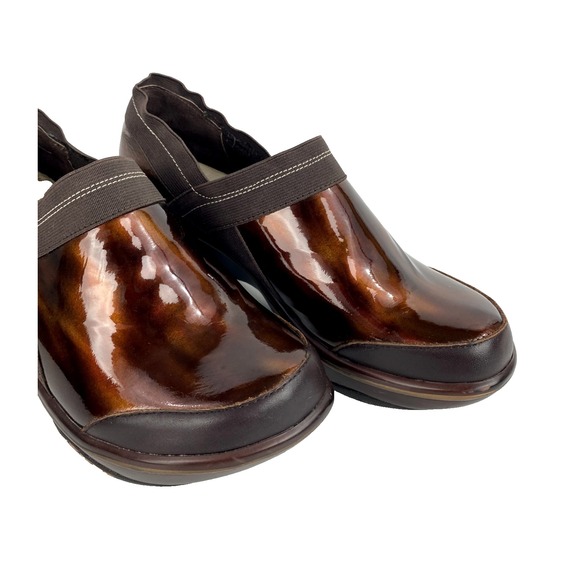 Jambu Patent Leather Clogs Women's 8 M Marble Brown Flats Slip On Loafers Cali - Picture 8 of 9